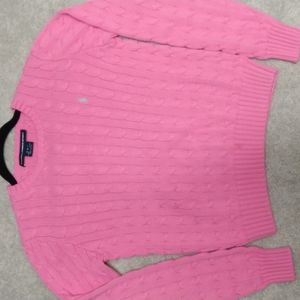 3 for $10! Ralph Lauren Sport cable sweater hot pink L